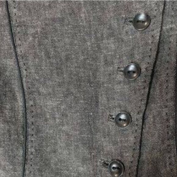 H&M Grey Fully Lined Linen Jacket with black piping and front pockets sz16 - Picture 12 of 12